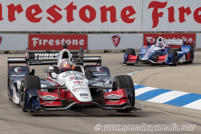Indycar Saturday Dual in Detroit race action